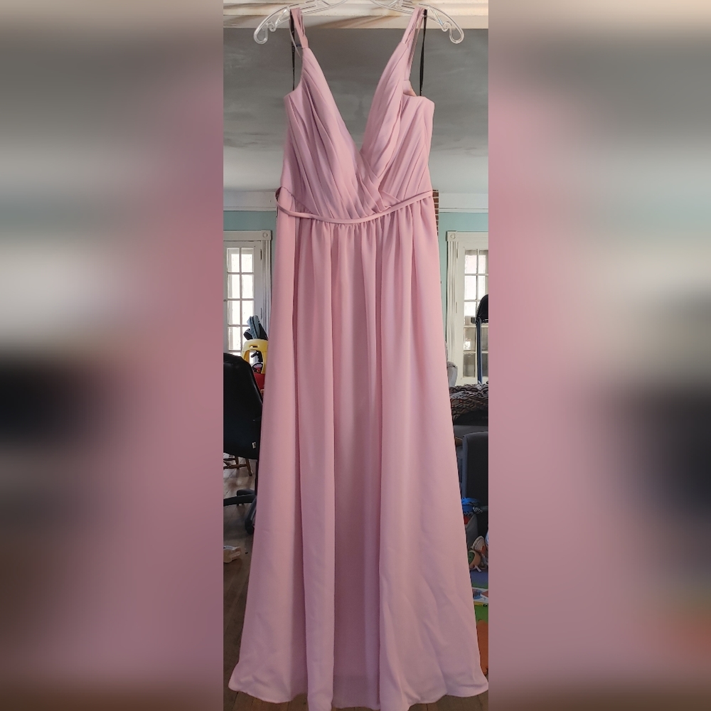 Mauve colored dress.